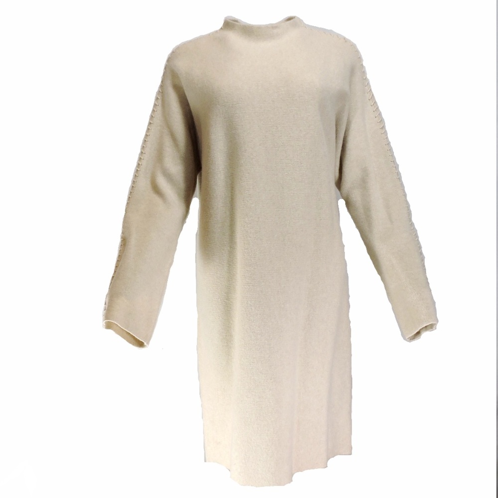 THEORY ⚜ WOMEN'S BEIGE WOOL FASHION WINTER DRESS SIZE L